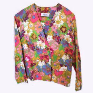 Joyce Vtg 60s 70s Skirt Blazer Set Mod Floral Boho Hippie Colorful Size Small